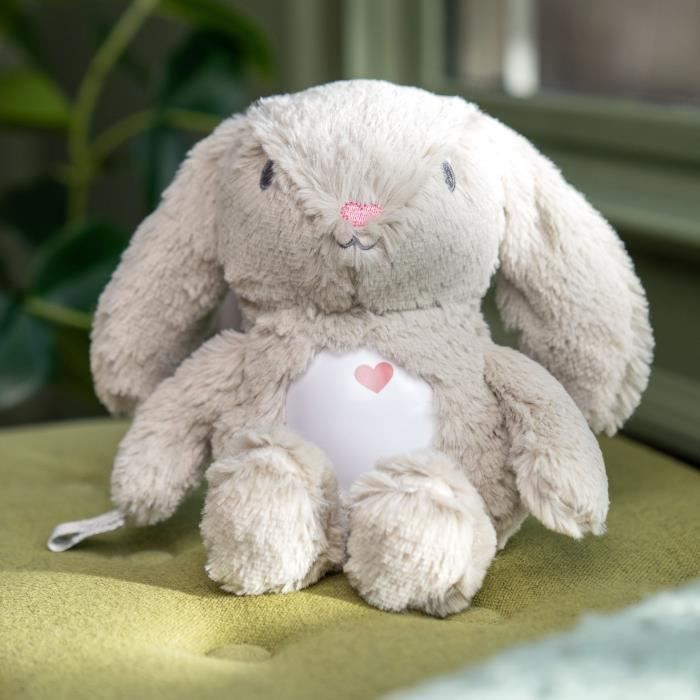 INGENUITY Baby Night Light, Rabbit Comforter, Sylvie Plush, Responds to Baby's Cries, Musical, Luminous, White Noise, and Pacifier Clip