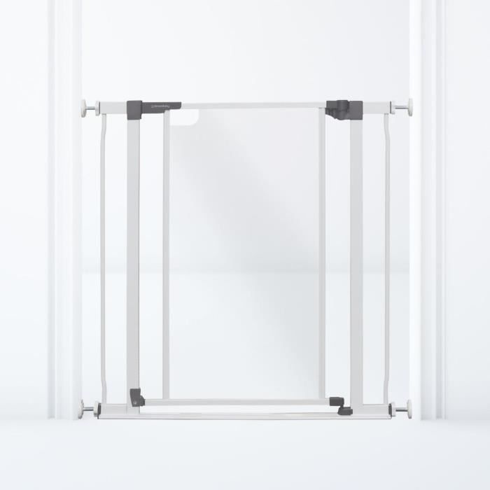DREAMBABY Clear Panel Safety Gate - Hold-open Function - Anti-fall Bottom - White