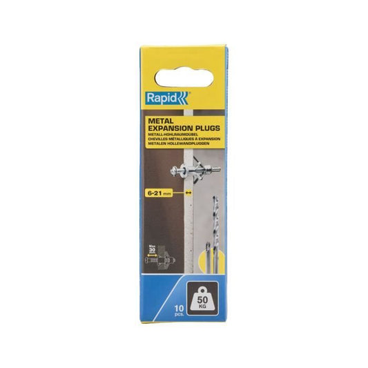 Blister pack of 10 pcs. metal expansion plugs ø13x52 screws m6x63 5001553 rapid