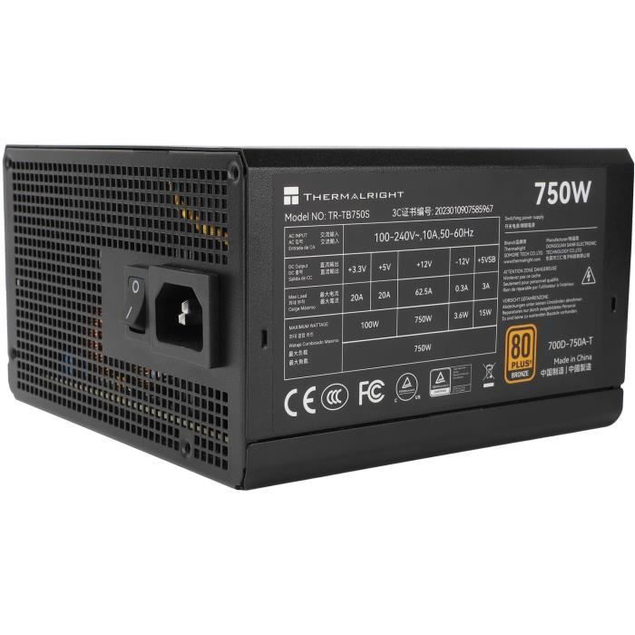 PC Power Supply - THERMALRIGHT - TB750S - 750W - 80+ Bronze - Non-Modular - ATX 3.0 - PCI-E Gen5 - Black