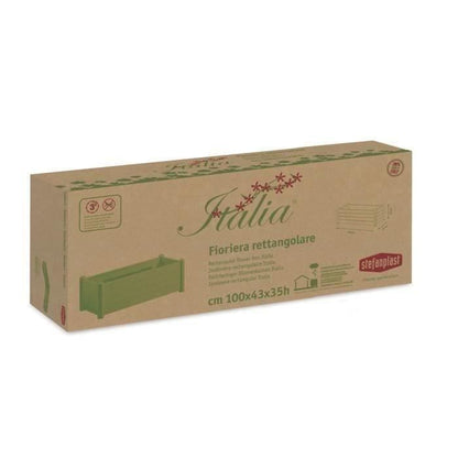 STEFANPLAST Rectangular flower tray - Wood finish - 100x43xH35cm - 80L - Darkgreen