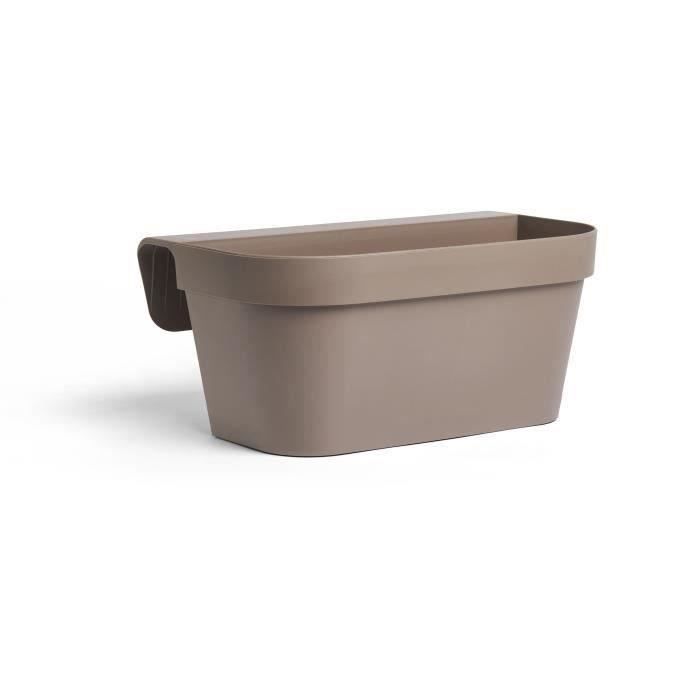 Planter + hook - GARDEN ID Star - Taupe 50 x 21 cm - Easy fixing - Water reserve - recycled and 100% recyclable