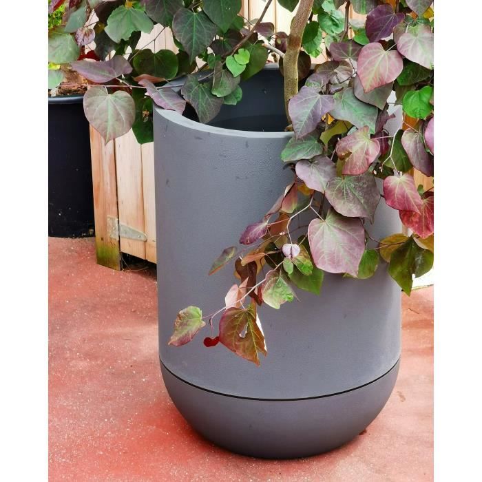 RIVIERA GRANIT TULIPE round flower box - Plastic - Diameter 50 cm - Gray