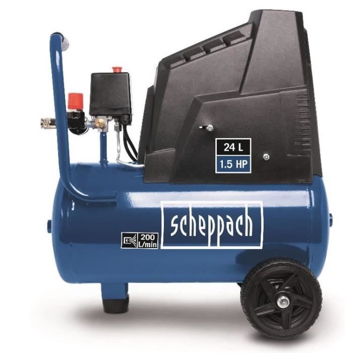 Horizontal air compressor Scheppach HC30o - 24L - 110 W - 8 bars (Delivered with a set of 13 accessories)