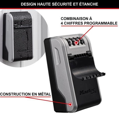 MASTER LOCK - Outdoor key box - New design - Wall mounting - Large capacity - High security - 19.6 x 7.6 x 5.6 cm