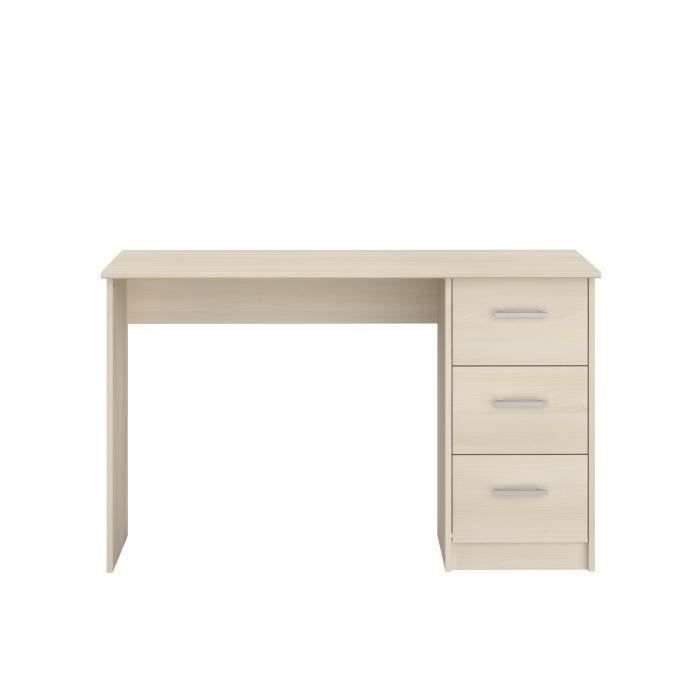 ESSENTIELLE Desk 3 drawers - Light acacia decor - L 121.2 x D 74.3 x H 55 cm