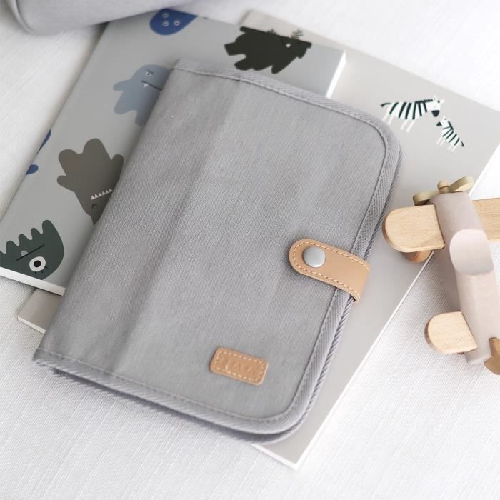 BEABA, Pearl gray canvas health book cover