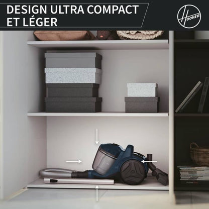 Bagless cylinder vacuum cleaner - HOOVER - HP110HM - 700 W - 78 dBA - 2 L - Blue