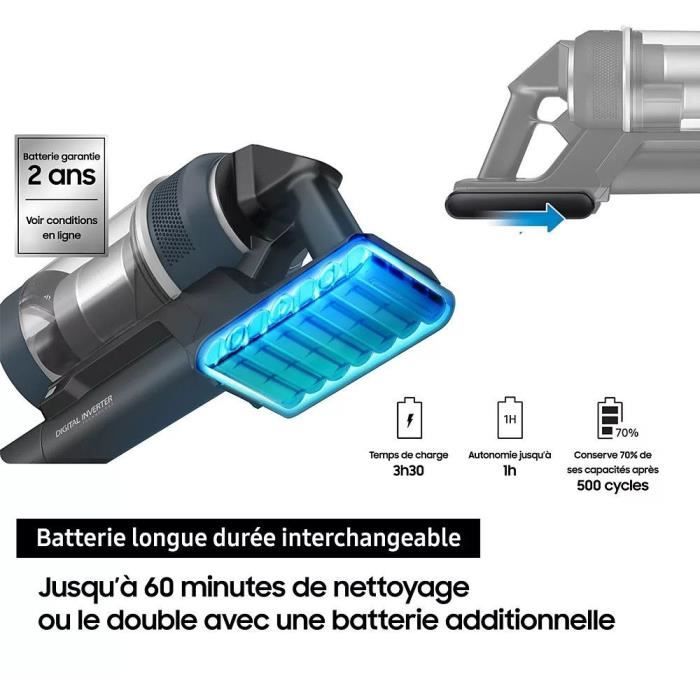 SAMSUNG Bespoke Jet Plus Complete VS20B95C43W - 210 AW Stick Vacuum Cleaner with Clean Station