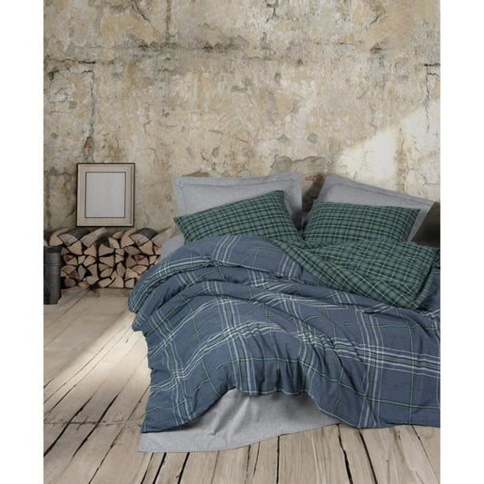 Bedding set - 1 duvet cover 220 x 240 cm + 2 pillowcases 60 x 60 cm - 50% cotton, 50% polyester - Blue