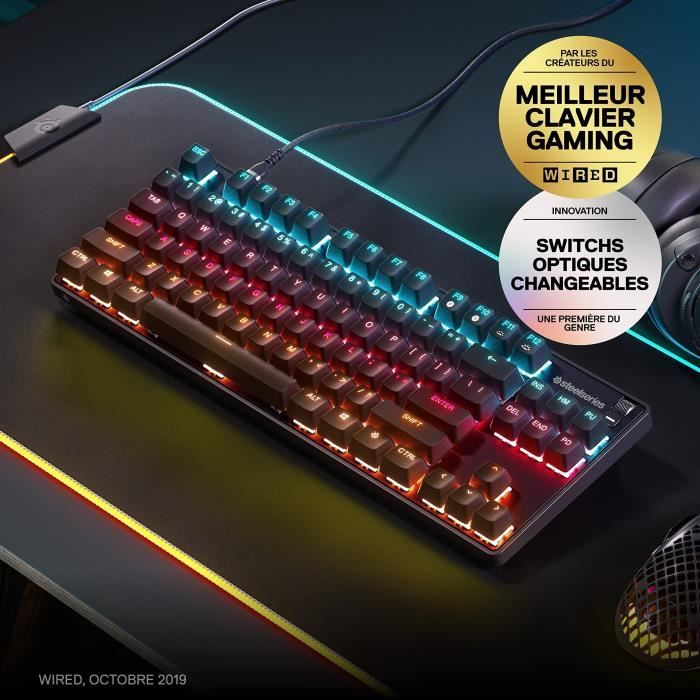 Gaming Keyboard - AZERTY - STEELSERIES - Apex 9 TKL FR - Without Numeric Keypad - Backlit - Black