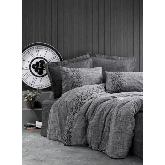 Bedding set - 1 duvet cover 220 x 240 cm + 2 pillowcases 60 x 60 cm - 100% cotton - Grey