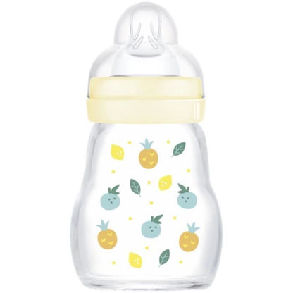 MAM Glass Bottle - 170ml - 0 to 6 months - Teat Flow 1 - White