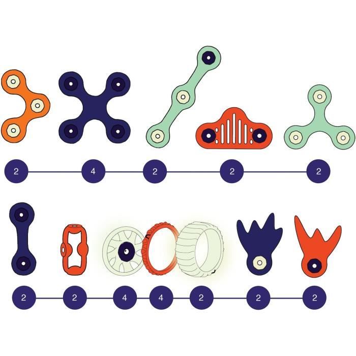 Magnetic Construction Set - GIPSY TOYS - MARS ROVERS - 30 pieces - Glows in the dark - Ages 6+