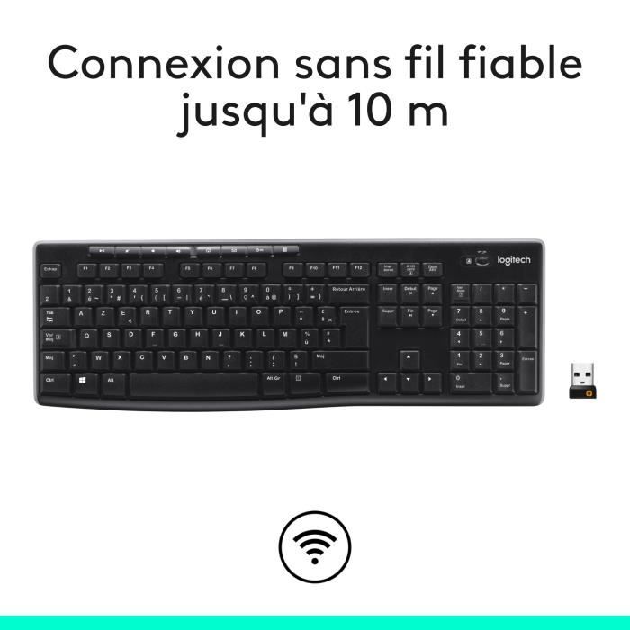 LOGITECH K270 Wireless Keyboard - Azerty - PC / Mac - Black