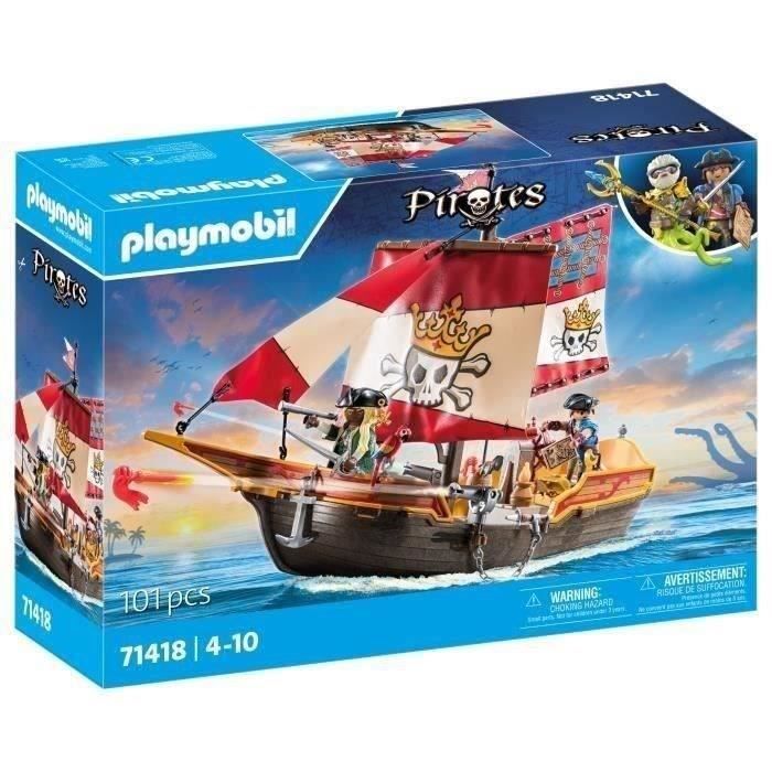 PLAYMOBIL 71318 Pirate Rowboat - Pirates - With two characters, two cannons - Ages 4 and up