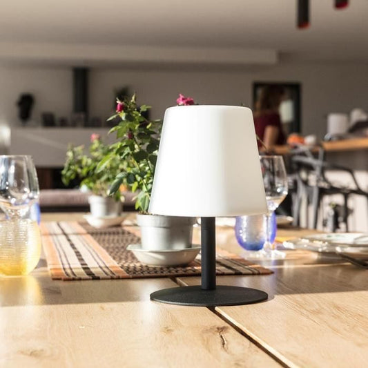 Cordless table lamp - LUMISKY - STANDY MINI Dark - H25 cm - Black steel base - Warm white and white LED