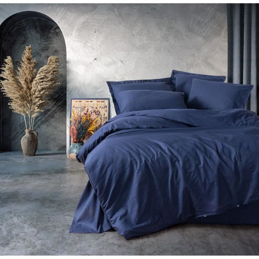 Bedding set - 1 duvet cover 220 x 240 cm + 2 pillowcases 60 x 60 cm - 100% cotton - Blue