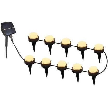 10 mini solar light spots to stick - LUMISKY - SOLIRAY - 12 m - Warm white LED - Path marking