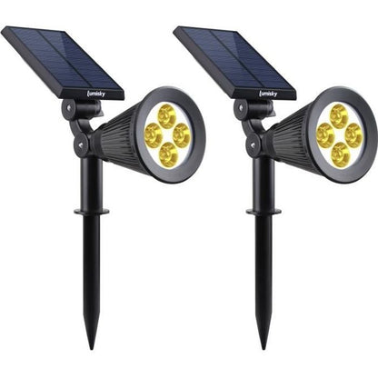 LUMI GARDEN Set of 2 spotlights Spot light solar LED Spiky - Warm white light - 34 cm
