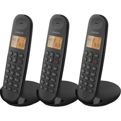 Cordless landline phone - LOGICOM - DECT ILOA 350 TRIO - Black - Without answering machine