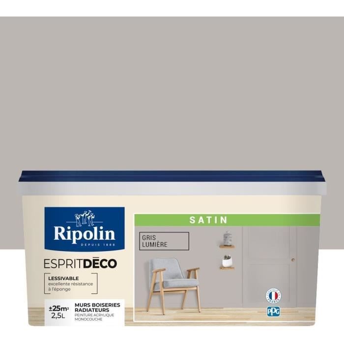 RIPOLIN All Pieces Wall Paint - Satin Light Gray, 2.5L