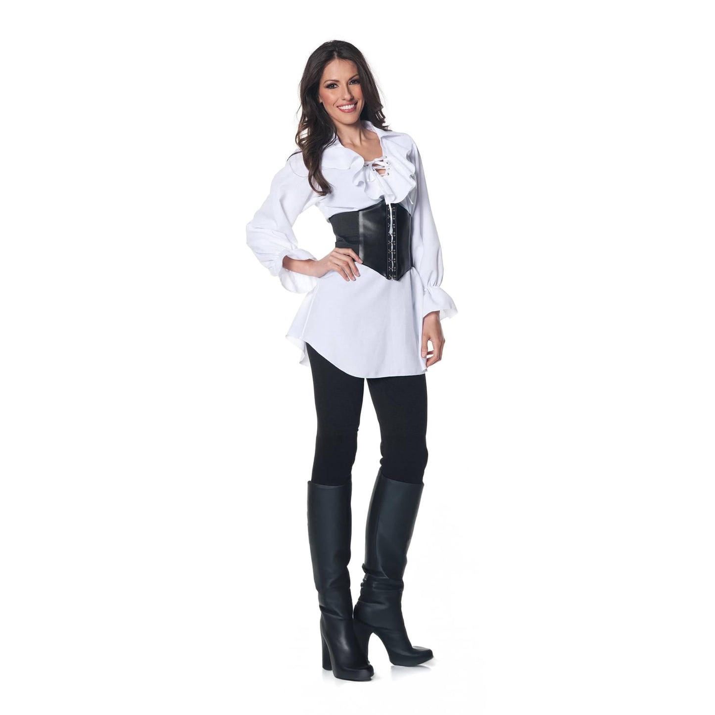 Pirate Adult Costume White Laced-Front Blouse Small