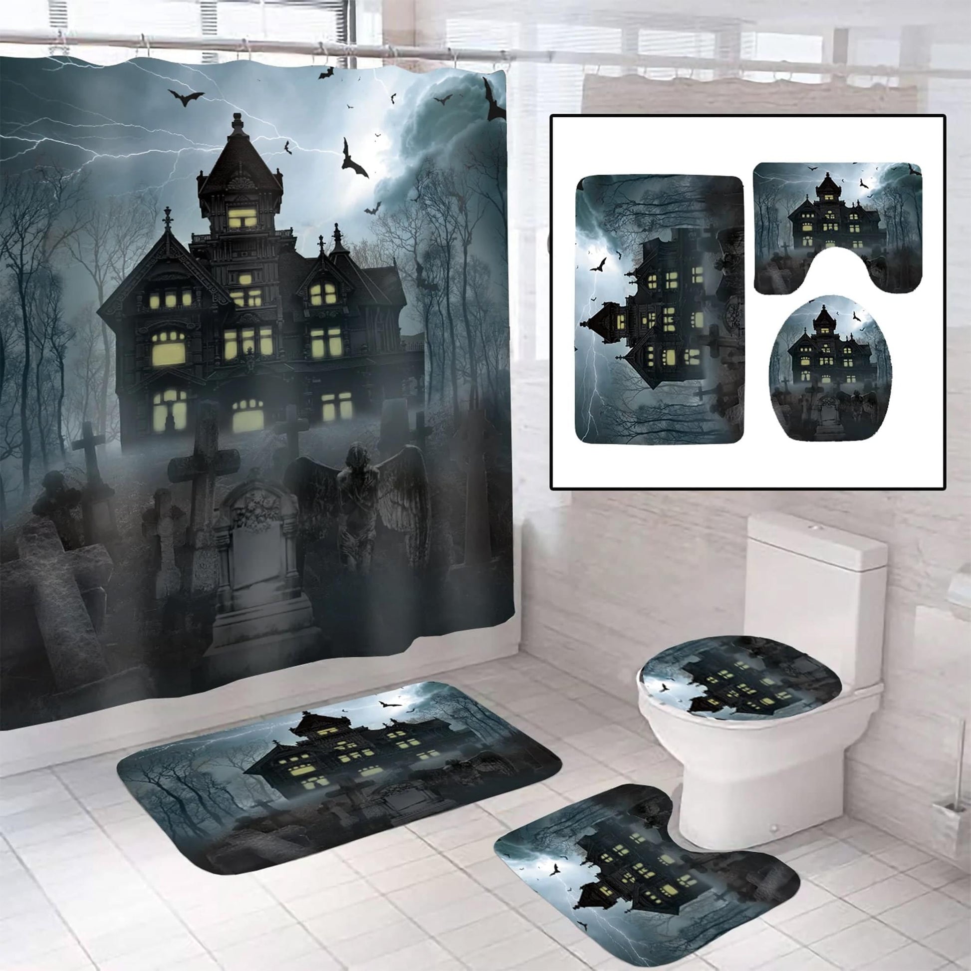 Halloween 4-Piece Bathroom Set | Haunted House