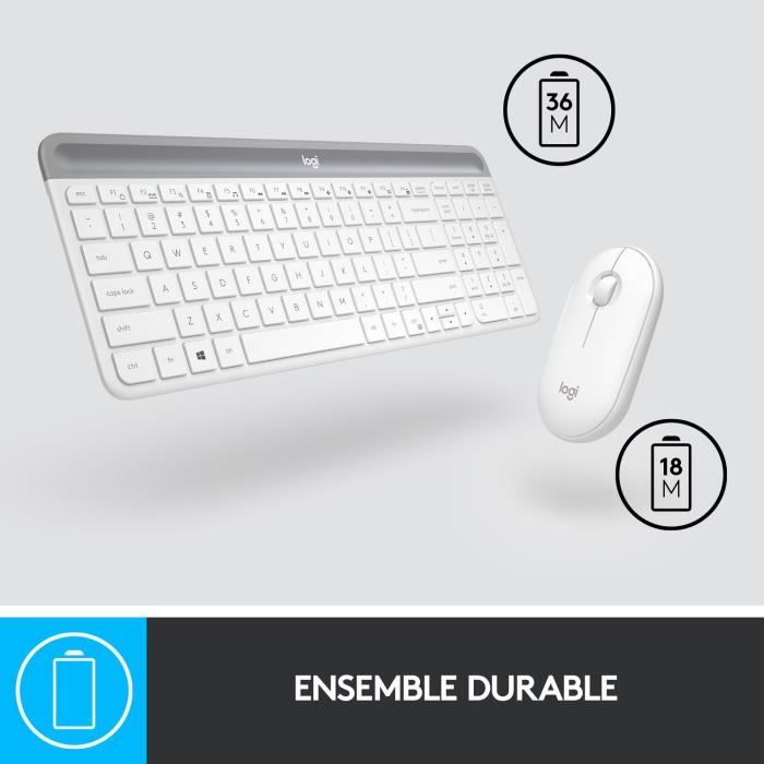 LOGITECH - MK470 Wireless Keyboard + Mouse Set - AZERTY - White