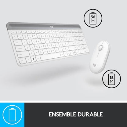 LOGITECH - MK470 Wireless Keyboard + Mouse Set - AZERTY - White