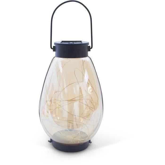 Solar Lantern - GARDEN ID Bali - Ø14 H23 cm - Lighting 6-8h - Versatile hanging - Rechargeable AAA battery.