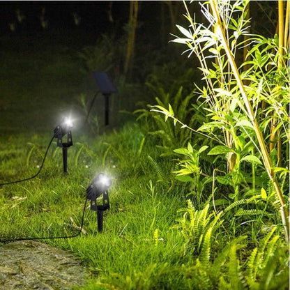 Double 2 in 1 solar spotlights to stick or fix - LUMISKY - ROUNDY - H27 cm - Cool white LED
