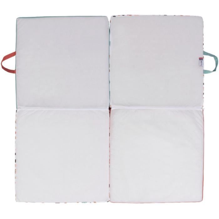 Malin play mat - TINEO - 3-in-1 multifunctional evolving mat - 120 x 120 cm - Geometric / Funny animals