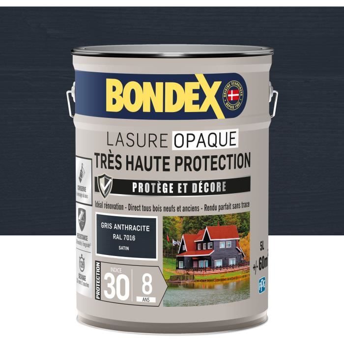 Opaque stain Very high protection - Anthracite gray RAL 7016 satin - BONDEX - 5 L