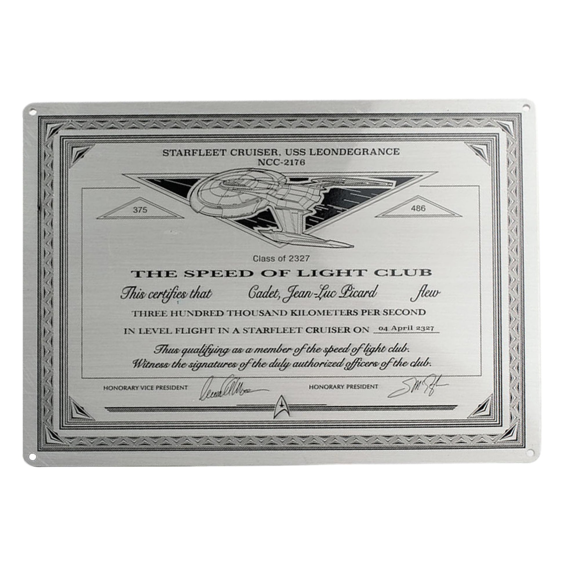 Eaglemoss Star Trek Picard Speed Of Light Club Metal Plaque Replica