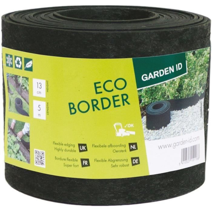 Recycled rubber garden edging - GARDEN ID Eco Border - 5 m H13 cm - Indestructible - Flexible, straight or curved installation.
