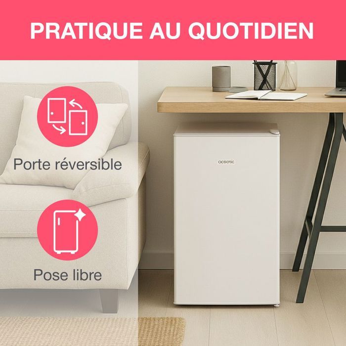 Table top refrigerator - OCEANIC - 90L - 37dB - Class E - L44.5 x D47.5 x H85 cm - White