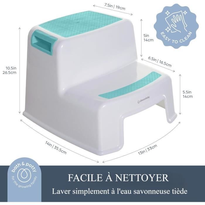 Step stool - DREAMBABY - 2 UP - Non-slip and textured - Up to 80 kg for children and adults - Aqua