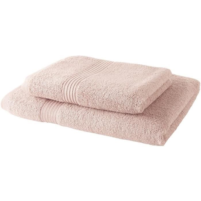 TODAY Set of 1 Bath towel 100% cotton 70x30 cm + 1 Bath towel 50x100 cm - Sand rose
