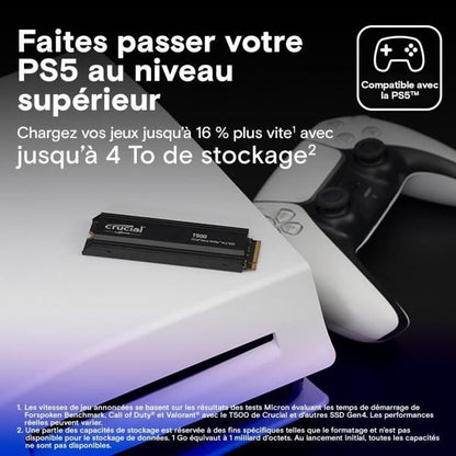 CRUCIAL - CT2000T500SSD5 - Internal SSD - 2TB - M.2 - HEATSINK