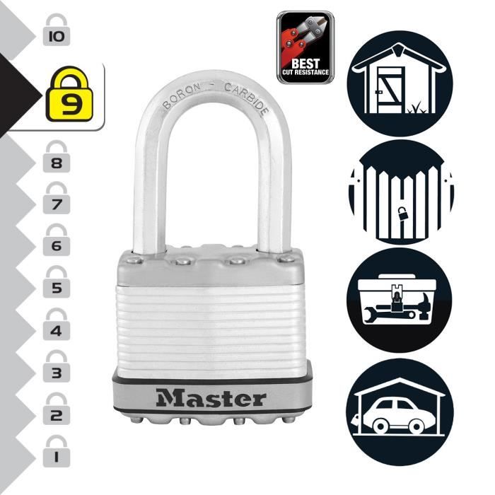 Set of 3 padlocks Master Lock M5Eurtrilf - Very high security - Laded steel - Outdoor use - Anse M