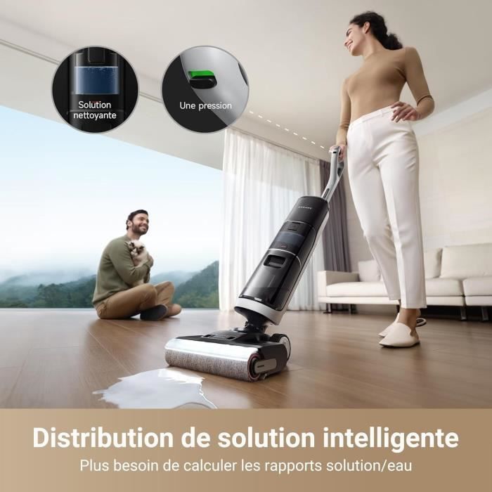 DREAME H14 Pro Wet and Dry Vacuum Cleaner - 180° Flat Design - Brush Cleaning at 60°C - Drying in 5min - 18 kPa