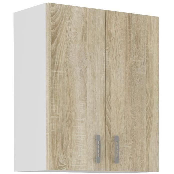 SARA high cabinet - 2 doors - Sonoma oak decor - L60xD31xH71.5 cm - Made in Poland