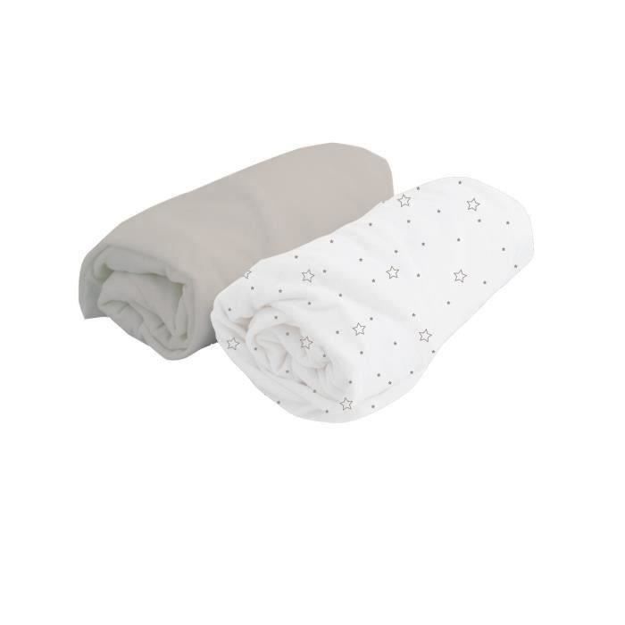 DOMIVA Set of 2 Fitted Sheets White Stars/Pearl 60x120 cm