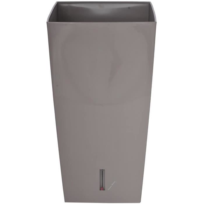 Riviera Square Flower Pot Eva New Plastic - 28 x 28 x H 52 cm - 31 L - Taupe