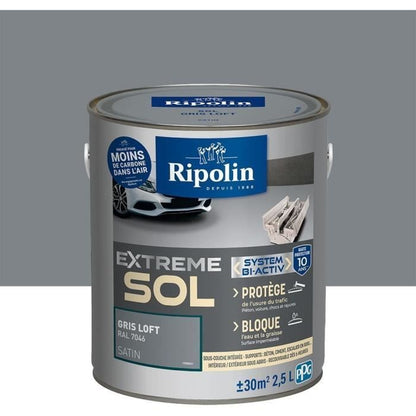 RIPOLIN Interior & Exterior Floor Paint - Loft Gray Ral 7046 Satin, 2,5L