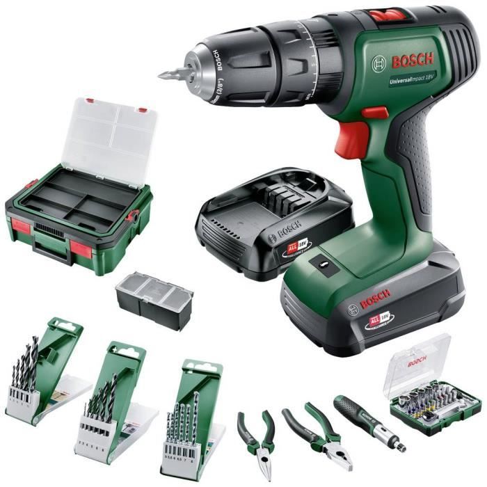 UniversalImpact 18V Drill Driver (1x1.5Ah/1x 2.5Ah) + 46AC set + AL18V-20 in Systembox S