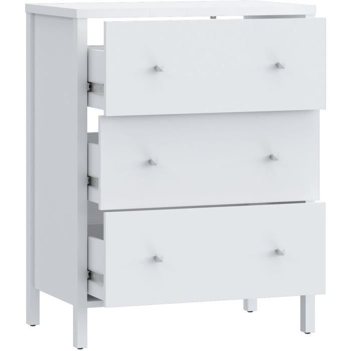 Vanity unit - White - 3 drawers - L64 x D40 x H83 cm - IPSARION