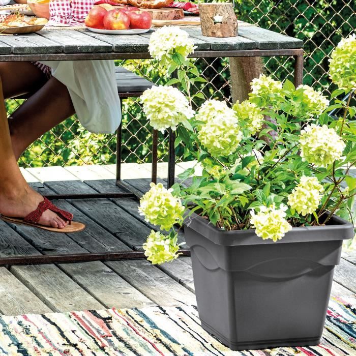 DEROMA Square flowerpot Day R Anthracite - 38 cm