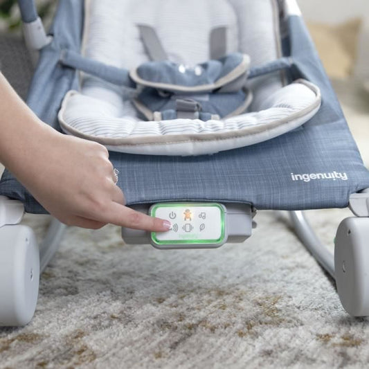 INGENUITY Happy belly deckchair - Chambray, Fixed or rocking position, Ultra-compact folding with storage bag provided